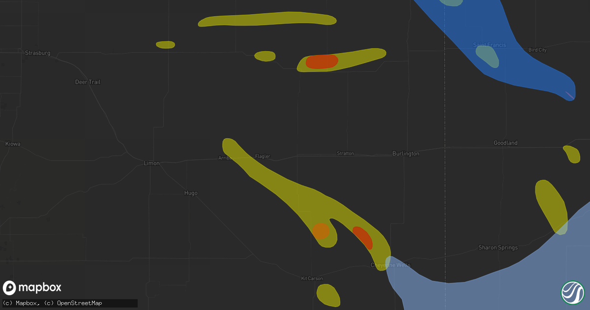 Hail map in Seibert, CO on June 21, 2026