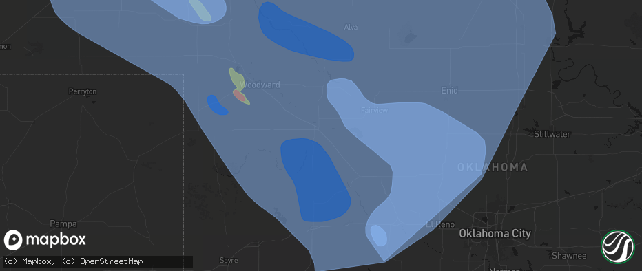 Hail map in Seiling, OK on June 21, 2026