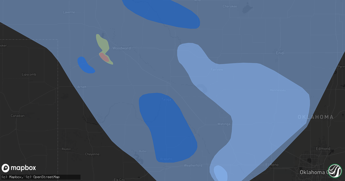 Hail map in Seiling, OK on June 21, 2026