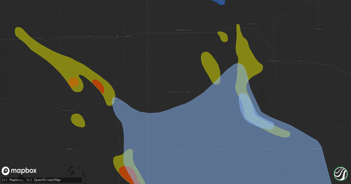 Hail map in Sharon Springs, KS on June 21, 2026