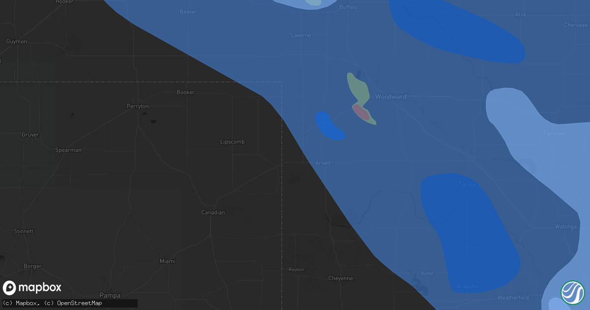 Hail map in Shattuck, OK on June 21, 2026