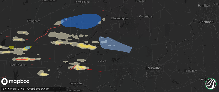 Hail map in Shoals, IN on June 21, 2026