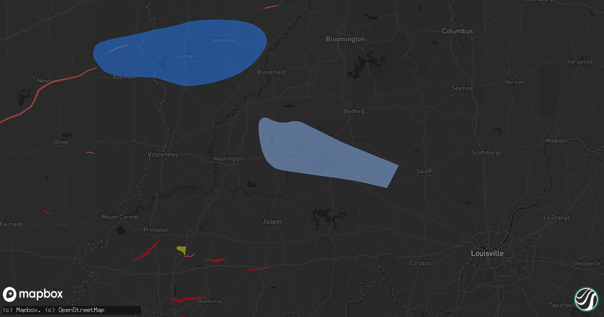 Hail map in Shoals, IN on June 21, 2026