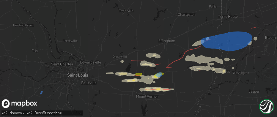 Hail map in Shobonier, IL on June 21, 2026