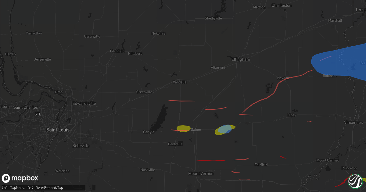 Hail map in Shobonier, IL on June 21, 2026