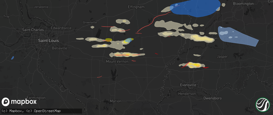 Hail map in Sims, IL on June 21, 2026