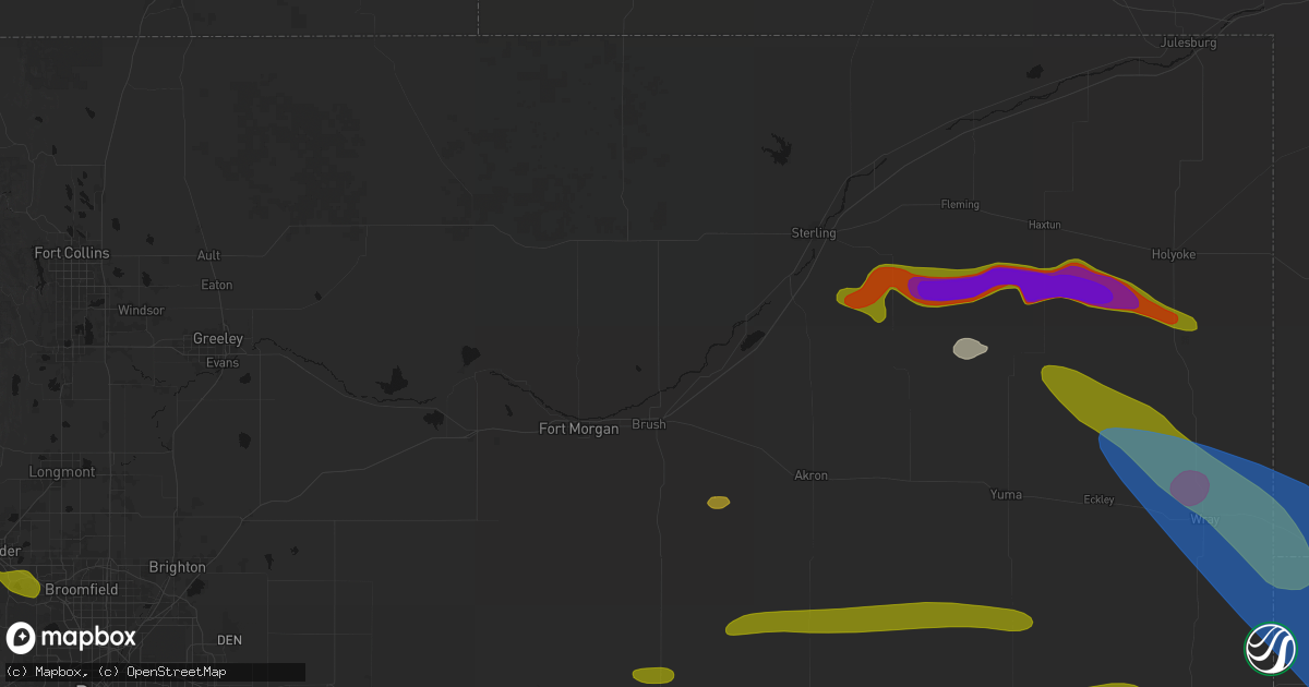 Hail map in Snyder, CO on June 21, 2026