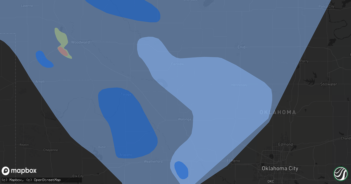 Hail map in Southard, OK on June 21, 2026
