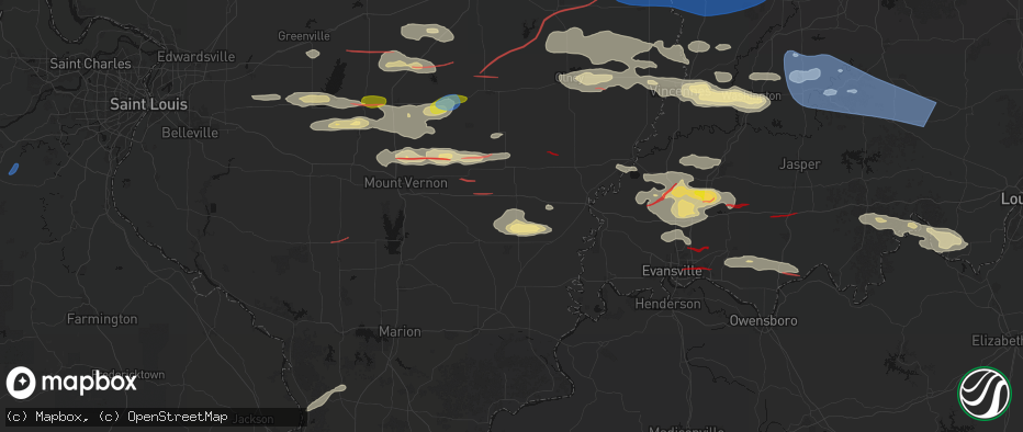 Hail map in Springerton, IL on June 21, 2026