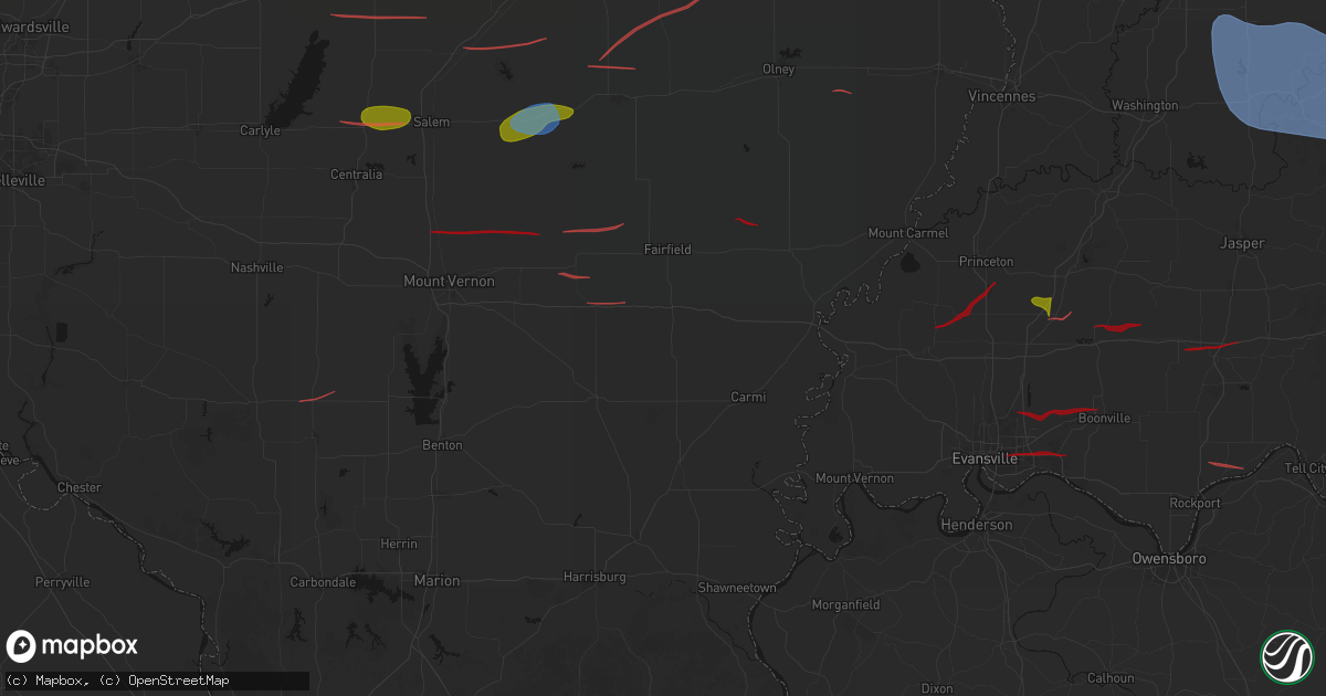 Hail map in Springerton, IL on June 21, 2026