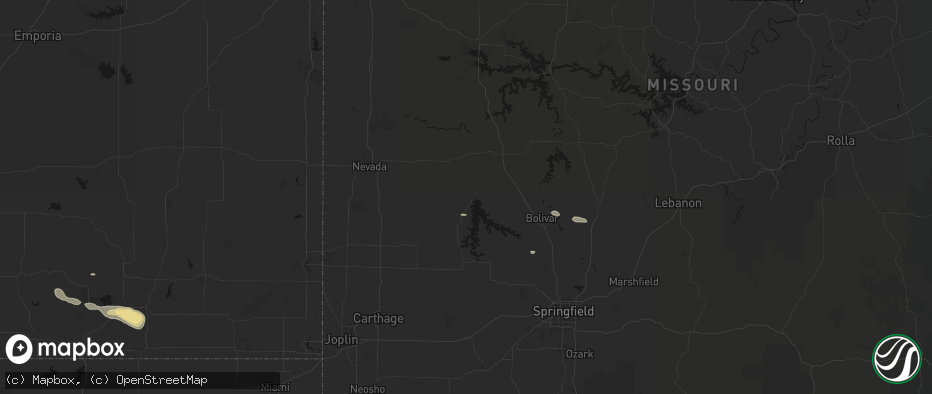 Hail map in Stockton, MO on June 21, 2026