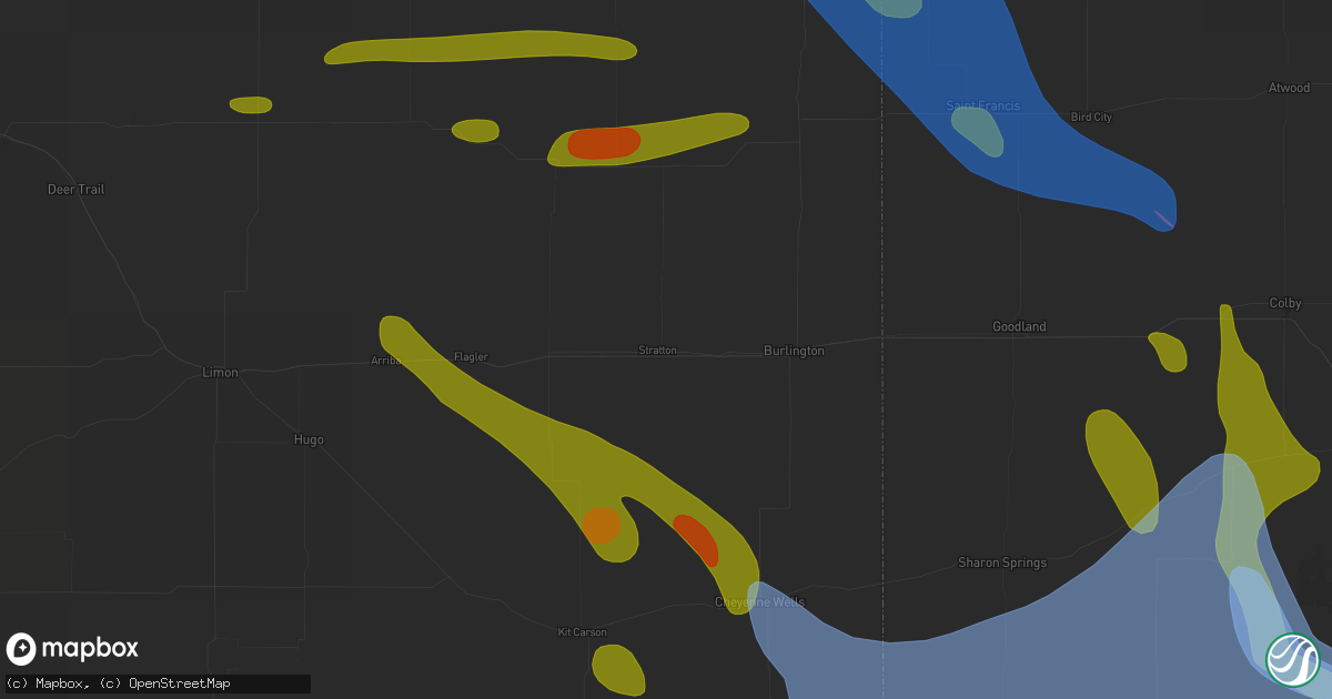 Hail map in Stratton, CO on June 21, 2026