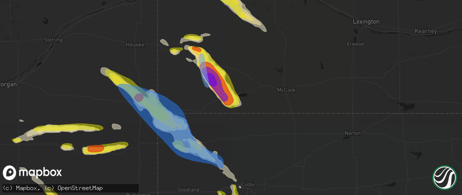 Hail map in Stratton, NE on June 21, 2026