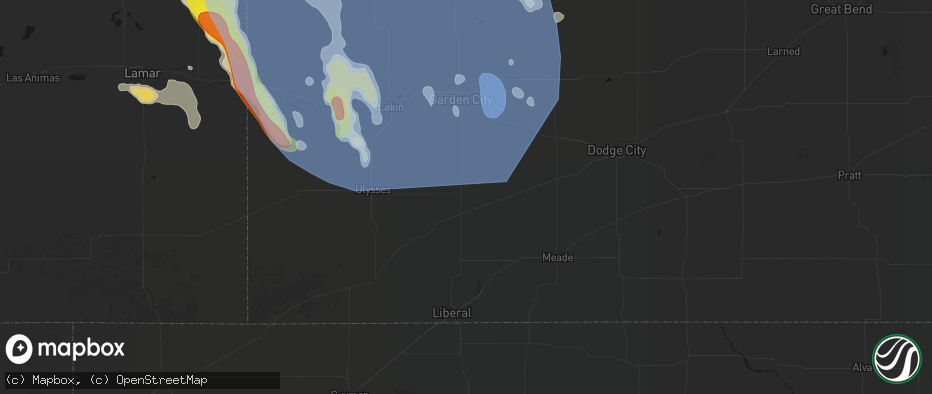 Hail map in Sublette, KS on June 21, 2026