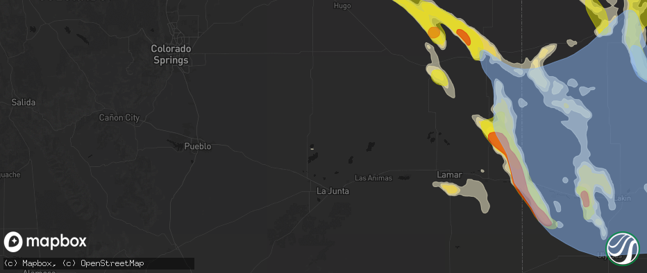 Hail map in Sugar City, CO on June 21, 2026