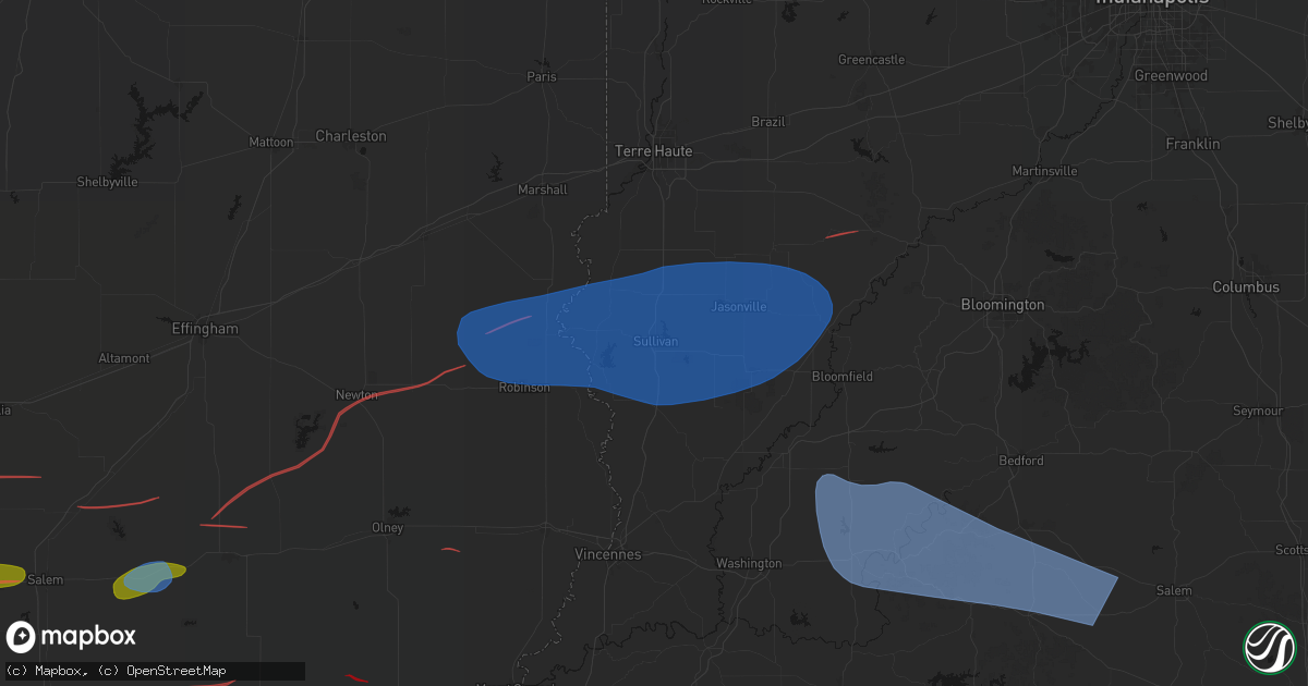 Hail map in Sullivan, IN on June 21, 2026