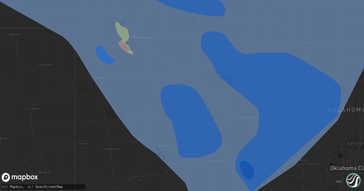 Hail map in Taloga, OK on June 21, 2026