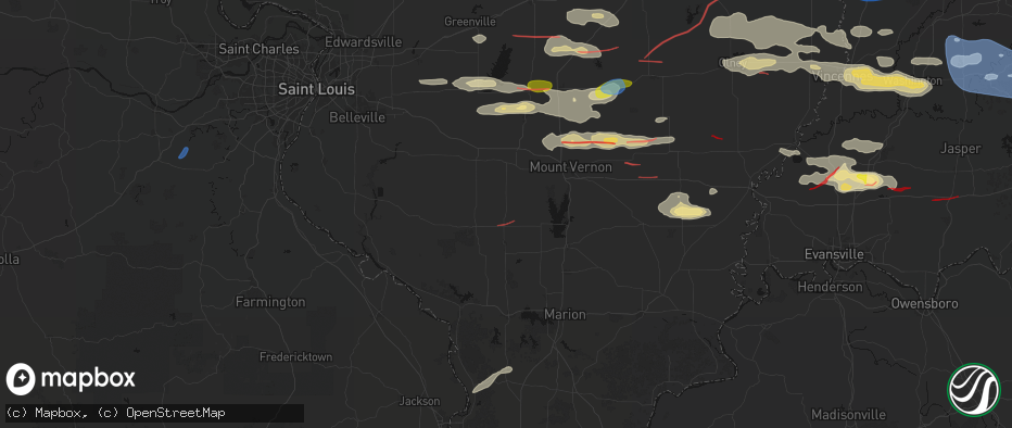 Hail map in Tamaroa, IL on June 21, 2026
