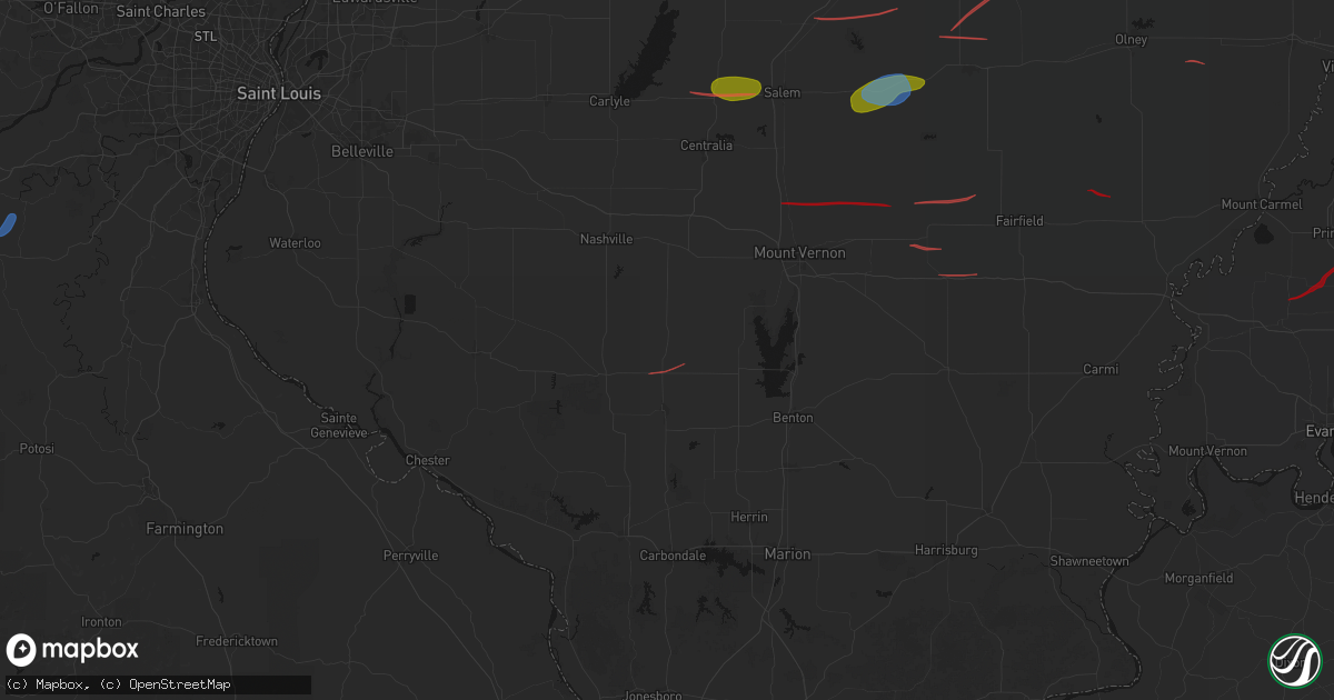 Hail map in Tamaroa, IL on June 21, 2026