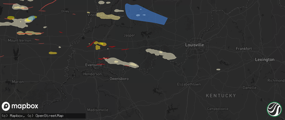 Hail map in Tell City, IN on June 21, 2026