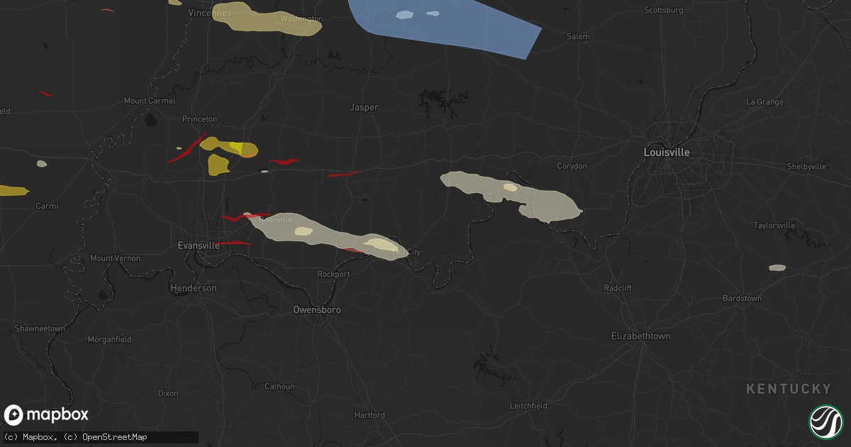 Hail map in Tell City, IN on June 21, 2026