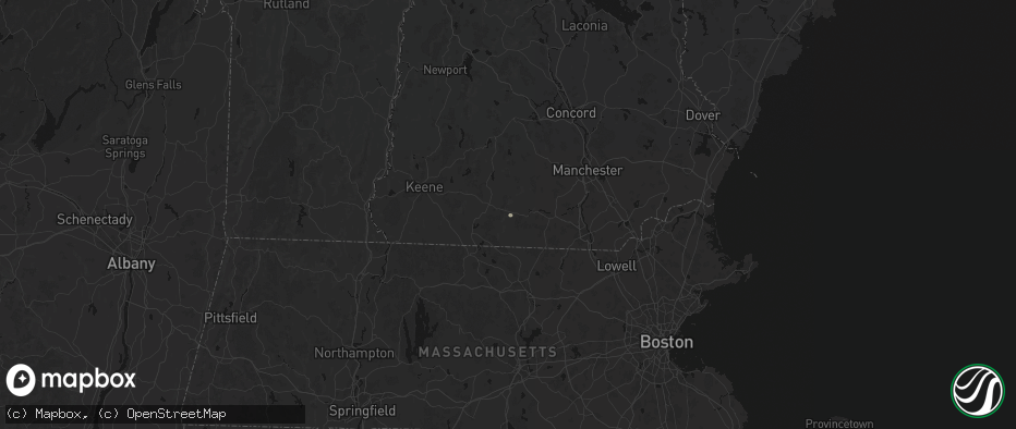 Hail map in Temple, NH on June 21, 2026