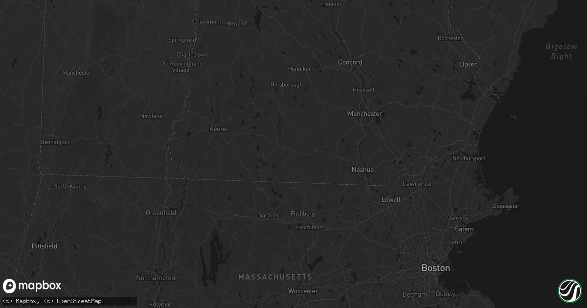 Hail map in Temple, NH on June 21, 2026