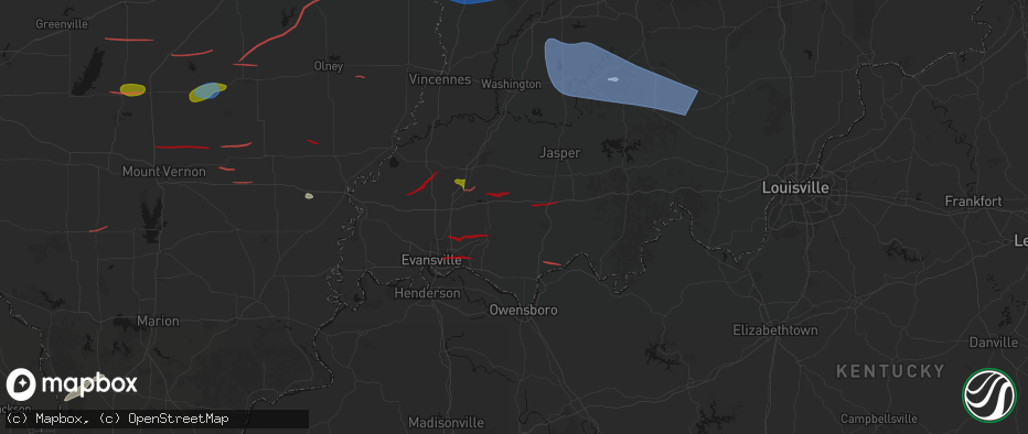 Hail map in Tennyson, IN on June 21, 2026