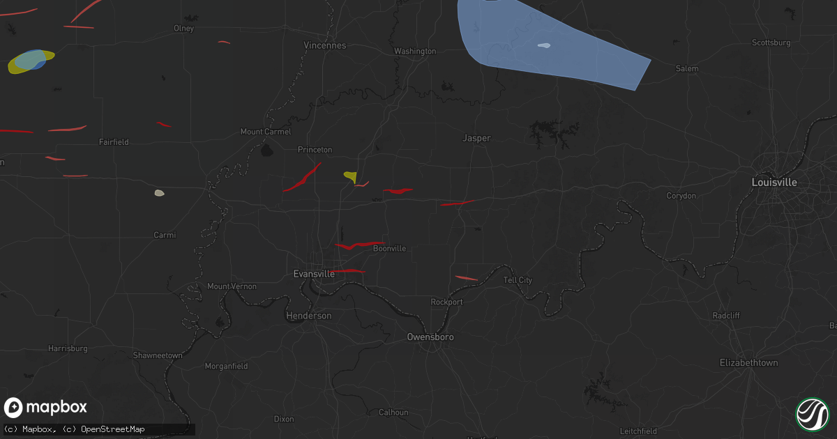 Hail map in Tennyson, IN on June 21, 2026