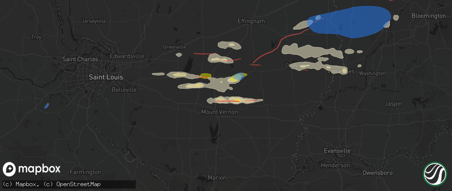 Hail map in Texico, IL on June 21, 2026