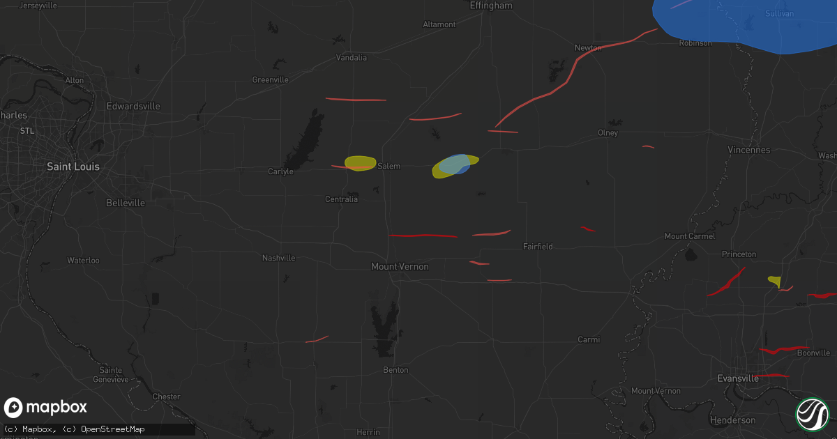 Hail map in Texico, IL on June 21, 2026