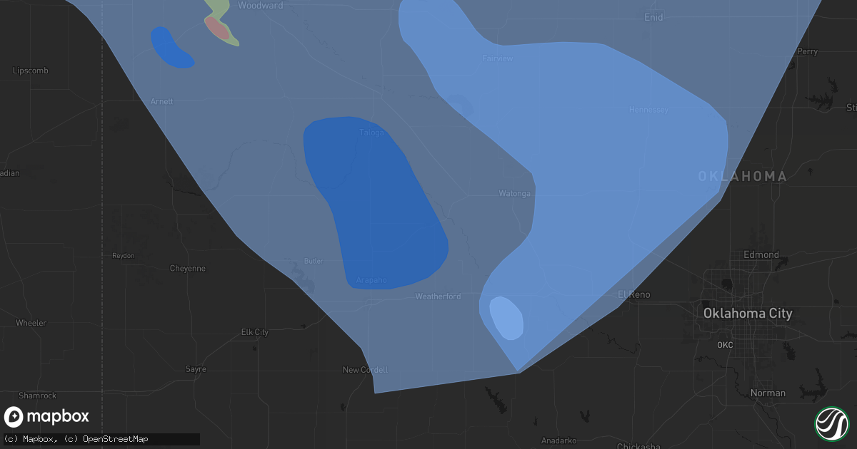 Hail map in Thomas, OK on June 21, 2026