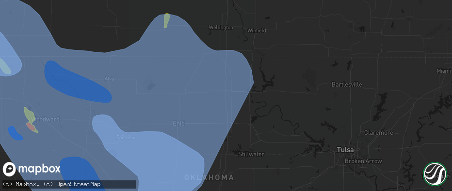 Hail map in Tonkawa, OK on June 21, 2026