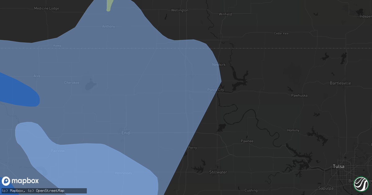Hail map in Tonkawa, OK on June 21, 2026