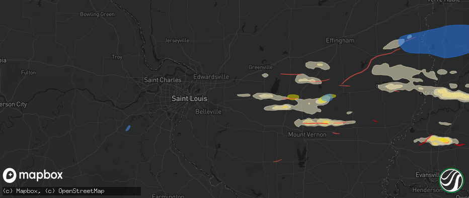 Hail map in Trenton, IL on June 21, 2026