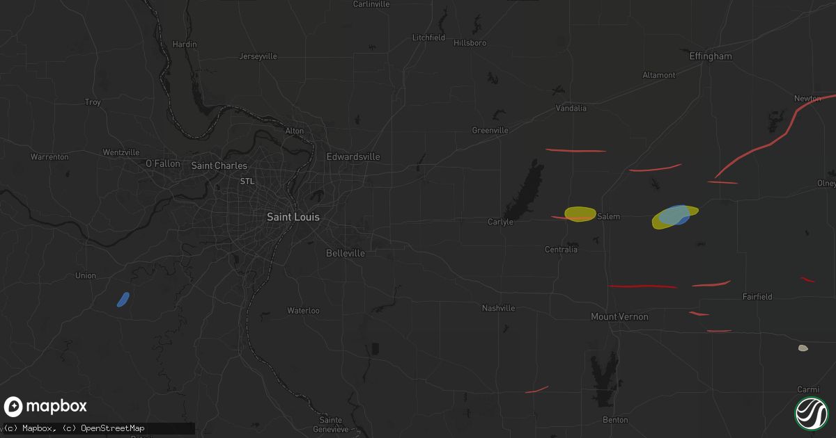 Hail map in Trenton, IL on June 21, 2026