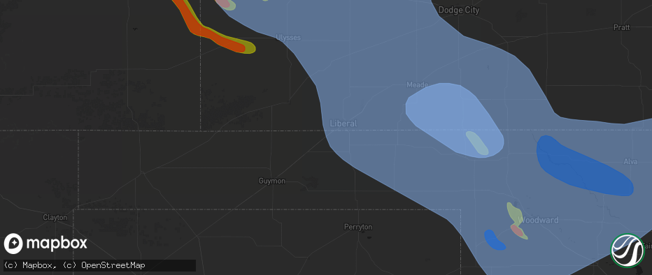 Hail map in Tyrone, OK on June 21, 2026