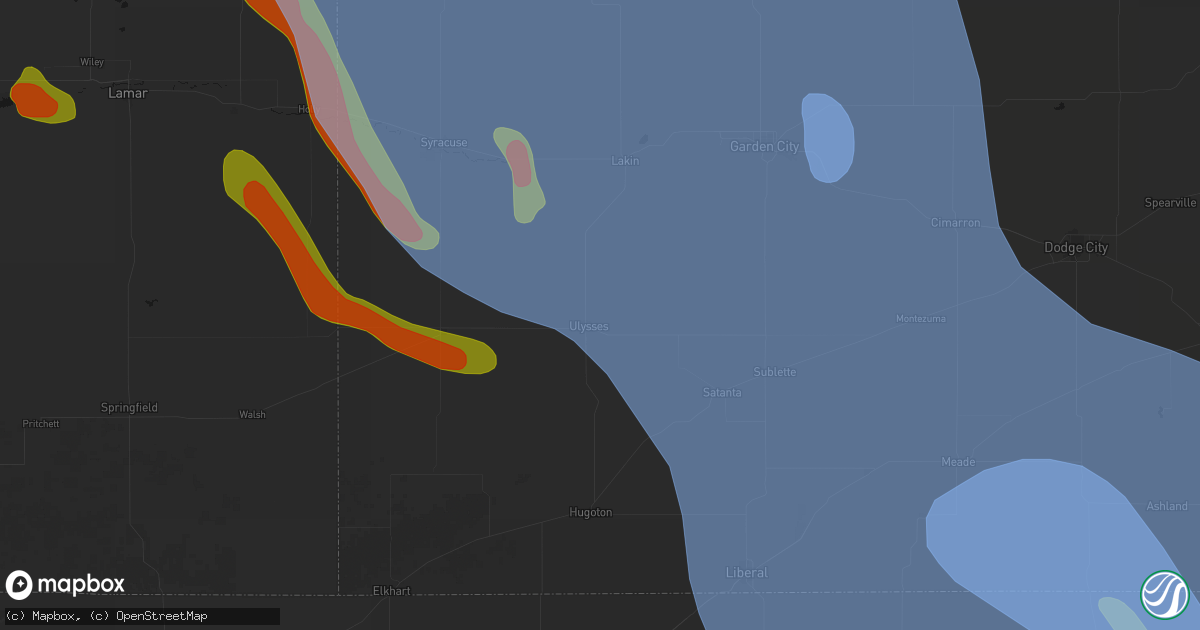 Hail map in Ulysses, KS on June 21, 2026