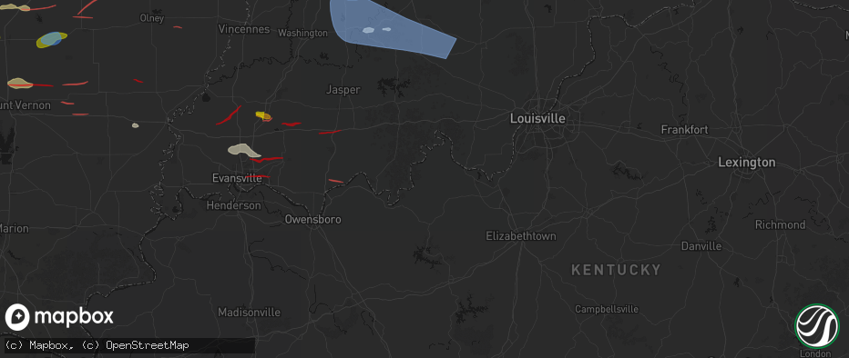 Hail map in Union Star, KY on June 21, 2026