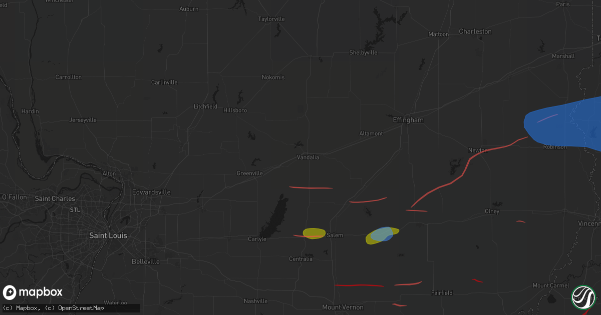 Hail map in Vandalia, IL on June 21, 2026