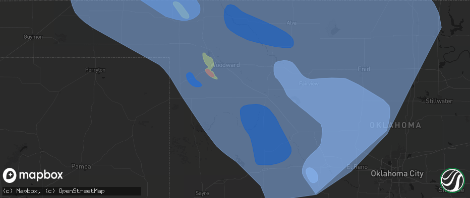 Hail map in Vici, OK on June 21, 2026