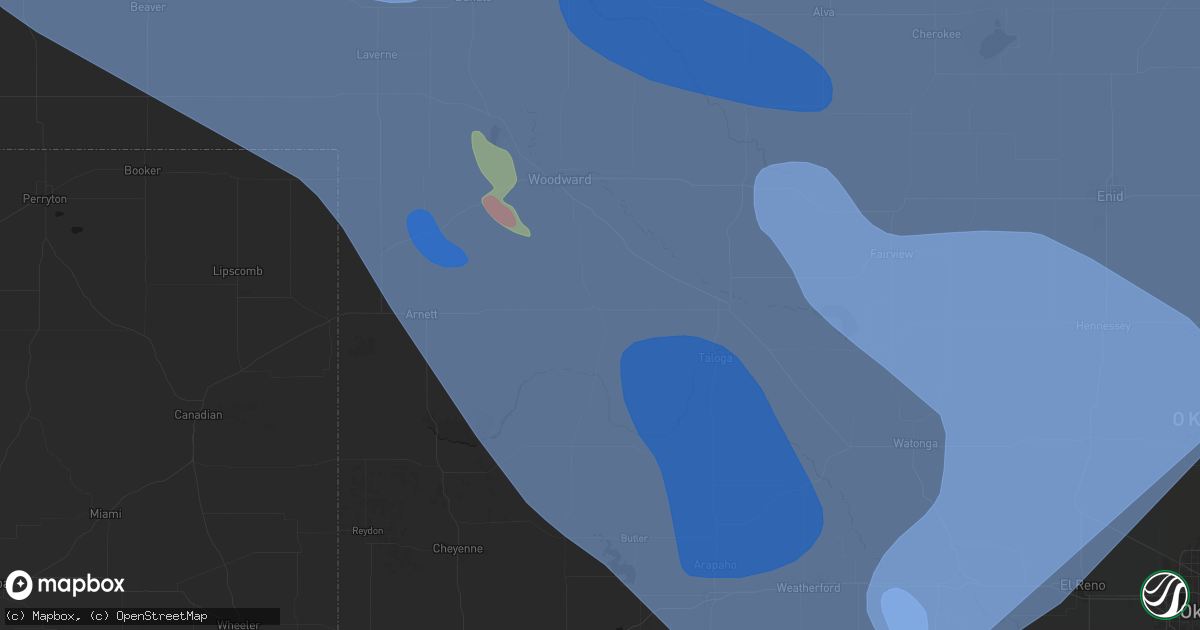 Hail map in Vici, OK on June 21, 2026