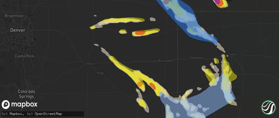 Hail map in Vona, CO on June 21, 2026