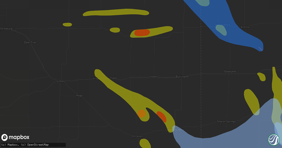 Hail map in Vona, CO on June 21, 2026