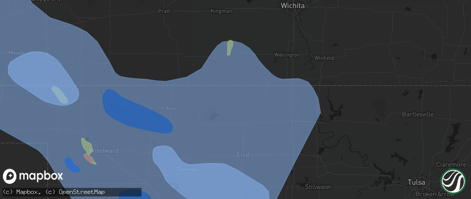 Hail map in Wakita, OK on June 21, 2026
