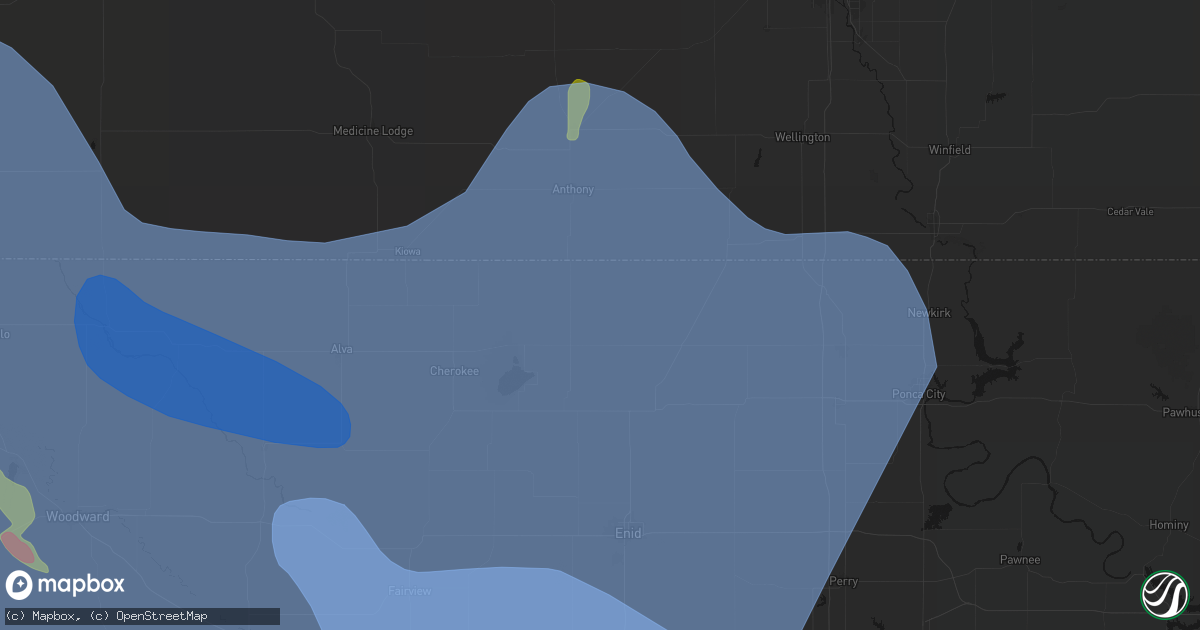 Hail map in Wakita, OK on June 21, 2026