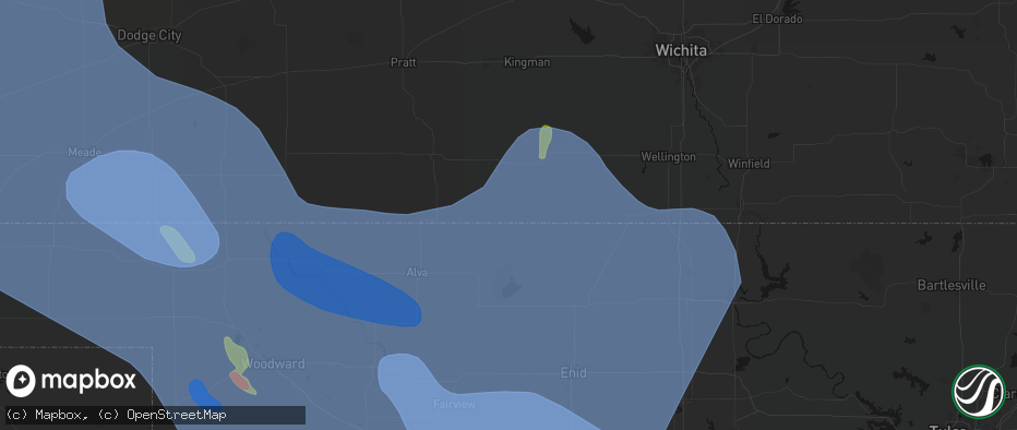 Hail map in Waldron, KS on June 21, 2026