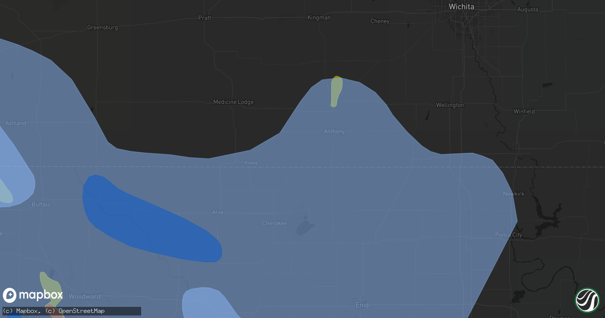 Hail map in Waldron, KS on June 21, 2026
