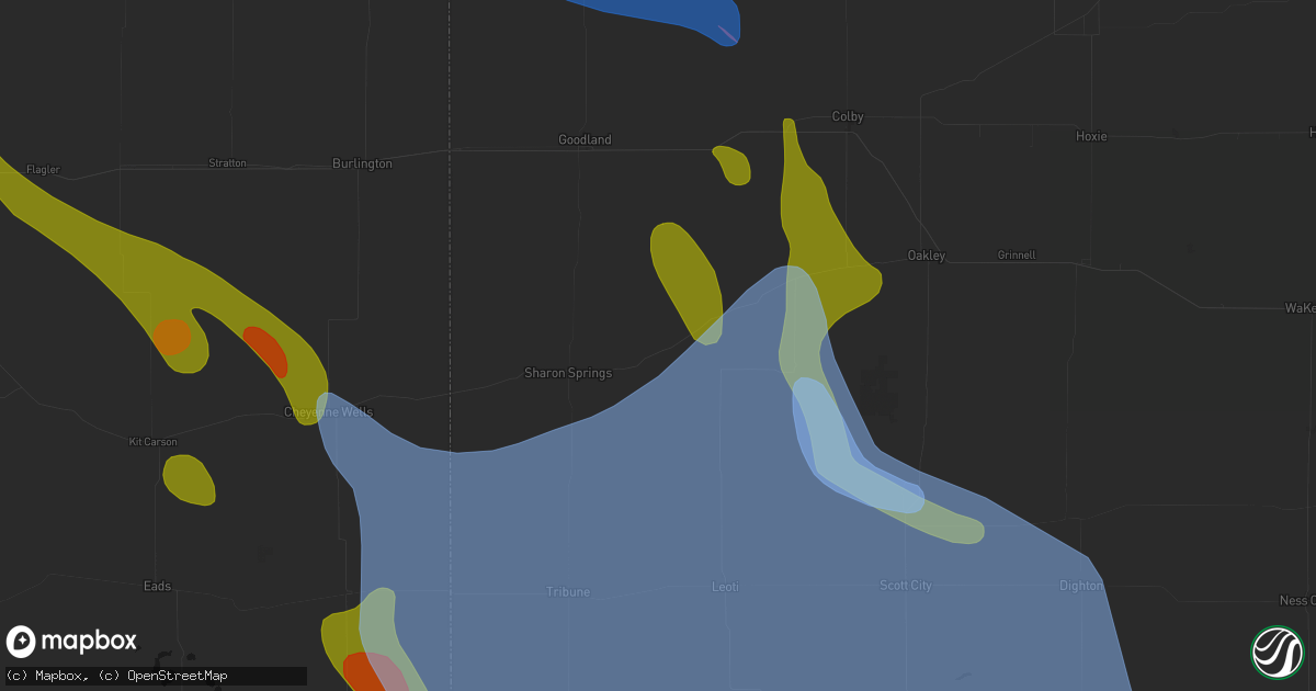 Hail map in Wallace, KS on June 21, 2026
