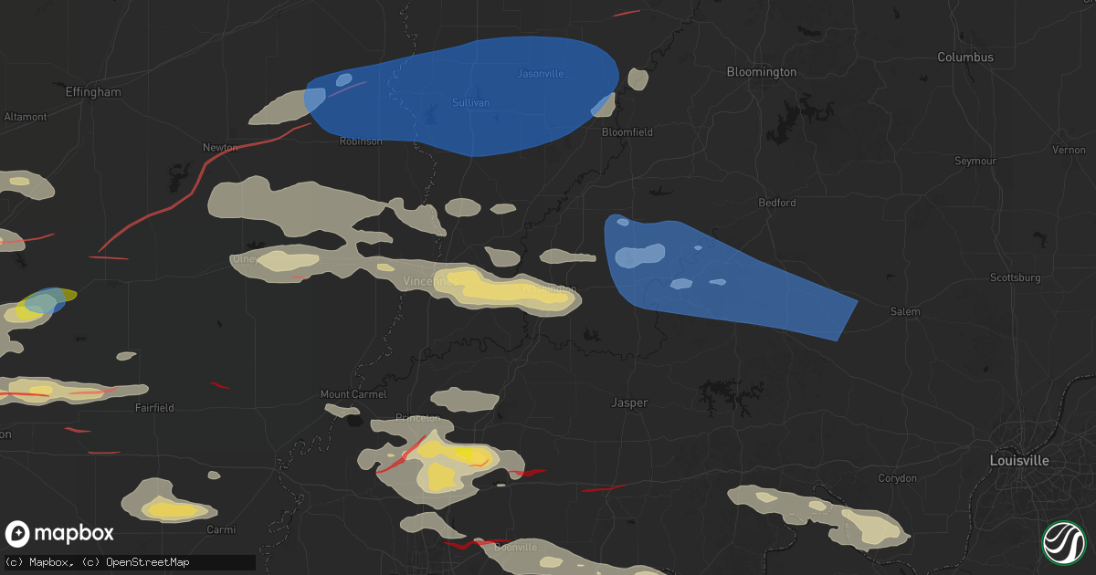 Hail map in Washington, IN on June 21, 2026